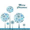 Template snowflake tree greeting card,