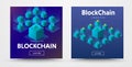 template for a social media vector banner with an isometric illustration of a blockchaine technology with binary code Royalty Free Stock Photo