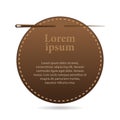 Template with space for text, round shape leather label. Royalty Free Stock Photo