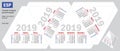 Template spanish calendar 2019 pyramid shaped