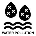 water pollution, pollution, contamination, water, toxic, bad water, dirty water solid or glyph icon Royalty Free Stock Photo
