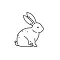 Cute bunny rabbit line art vector drawing, hand drawn minimalism style.