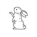 Cute bunny rabbit line art vector drawing, hand drawn minimalism style.