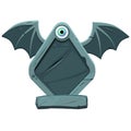 Template Stone shield with wings, Halloween icon