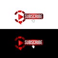 Template subscribe button with bell and finger click cursor. Social media background subscribe. Social media concept. Vector Royalty Free Stock Photo