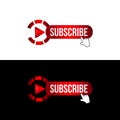 Template subscribe button with bell and finger click cursor. Social media background subscribe. Social media concept. Vector Royalty Free Stock Photo