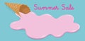 Template Summer Sale with pink melting ice out of a cone like melting prices as