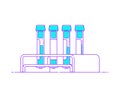 Template test tube with rack for medical design, logo. Blood sample vector isolated icon. Flat illustration in line art Royalty Free Stock Photo