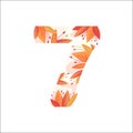 Template text symbol number leaves orange seven