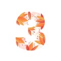 Template text symbol number leaves orange three
