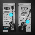 Vector illustration black rock concert ticket design template with black guitar and cool grunge effects in the background Royalty Free Stock Photo