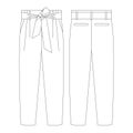 Template tie belt trousers vector illustration flat sketch design