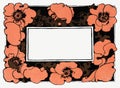 Orange poppy flower frame vector art nouveau style, remix from artworks by Ethel Reed