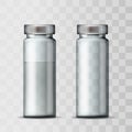 Template of transparent glass medical vial with aluminium cap Royalty Free Stock Photo