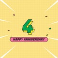 4th Anniversary premium template - Green and Yellow flat color