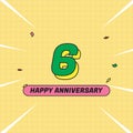 6th Anniversary premium template - Green and Yellow flat color