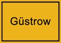 Typical german yellow city sign GÃÂ¼strow