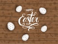 Template vector card with realistic decorated eggss.