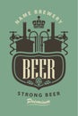 Beer label with the image of the brewery and hops Royalty Free Stock Photo