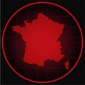 Template vector map outline France on radar