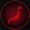 Template vector map outline Japan on radar