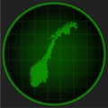 Template vector map outline Norway on radar