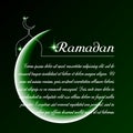 Template vector with moon, mosque, stars inscription Ramadan.
