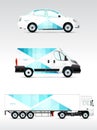 Template vehicle for advertising, branding or corporate identity. Passenger car, truck, bus.