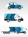 Template vehicle for advertising, branding or corporate identity. Passenger car, truck, bus.