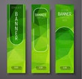 Template vertical banners with polygonal abstract green background Royalty Free Stock Photo