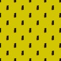 Template. Vertical modern mini camcorder on yellow background