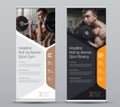 Template of vertical roll-up banner with hexagonal elements for