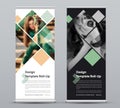 Template of vertical roll-up banner with square elements for a p
