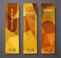 Template vertical web banners with polygonal abstract gold background Royalty Free Stock Photo