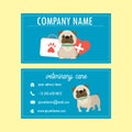 Template Veterinary business card, cute cartoon french bulldog