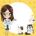 Template for a veterinary clinic with a doctor girl