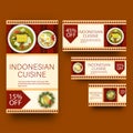 Template or voucher set with different discount offers for Indonesian Cuisine restaurant.