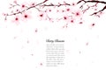 Template watercolor sakura branches hand painted