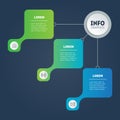 Template for web diagram with 3 parts. Infographic of technology or education process. Part of the report with icons set. Business