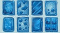 Template for webcam video app design with game streaming overlay panels and buttons. Modern cartoon set of live stream