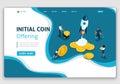 Template Website Isometric Landing page concept connected with crypto servers for Initial Coin Offering ICO Royalty Free Stock Photo