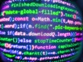 Template of website, selective focus. Digital abstract bits data stream, cyber pattern digital background. Cyber space concept. Royalty Free Stock Photo