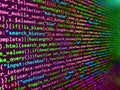 Template of website, selective focus. Photo of computer digital background. Coding application by programmer developer Royalty Free Stock Photo