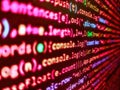 Template of website, selective focus. Programming code abstract screen of software developer. Software development monitor screen