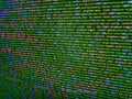 Template of website, selective focus. Software developer programming code on computer monitor. Blurred screen with selective focus