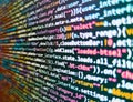 Template of website, selective focus. Technology concept hex code digital background. Developing programming binary code. Writing Royalty Free Stock Photo