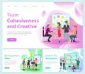 Template of website with team cohesiveness and creative, best business idea, search for investors