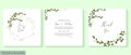 Template for a wedding invitation. Green openwork branch of plant, gold polygonal frame