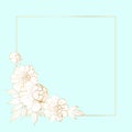 Border frame with a bouquet of peonies flowers. Royalty Free Stock Photo