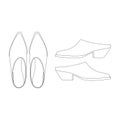 template western mules vector flat design outline clothing collection